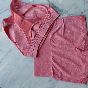Pink workout set top is L bottoms are M